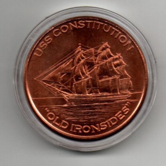 1 oz Copper Medallion... US Navy... USS Constitution Old Ironside... In Capsule - Picture 1 of 2